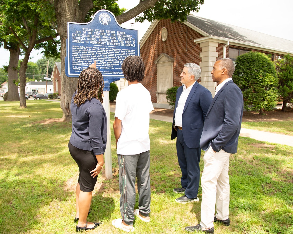 Team EFG at the William Cullen Bryant School historical marker