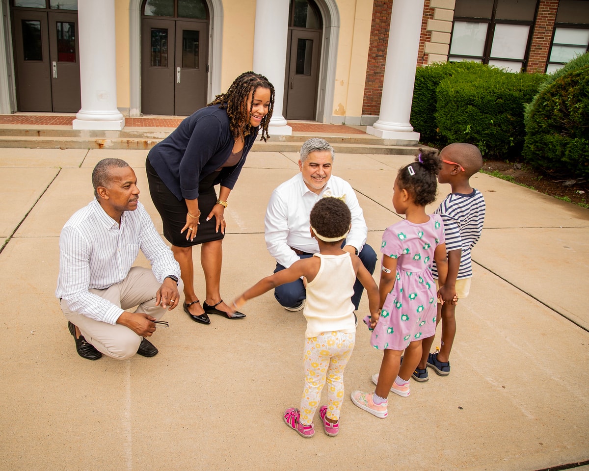 Team EFG candidates connecting with Teaneck children outside school